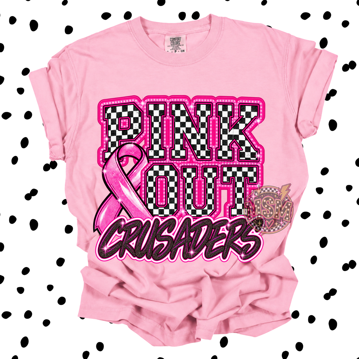Checkered Pink Out Mascot - Crusaders