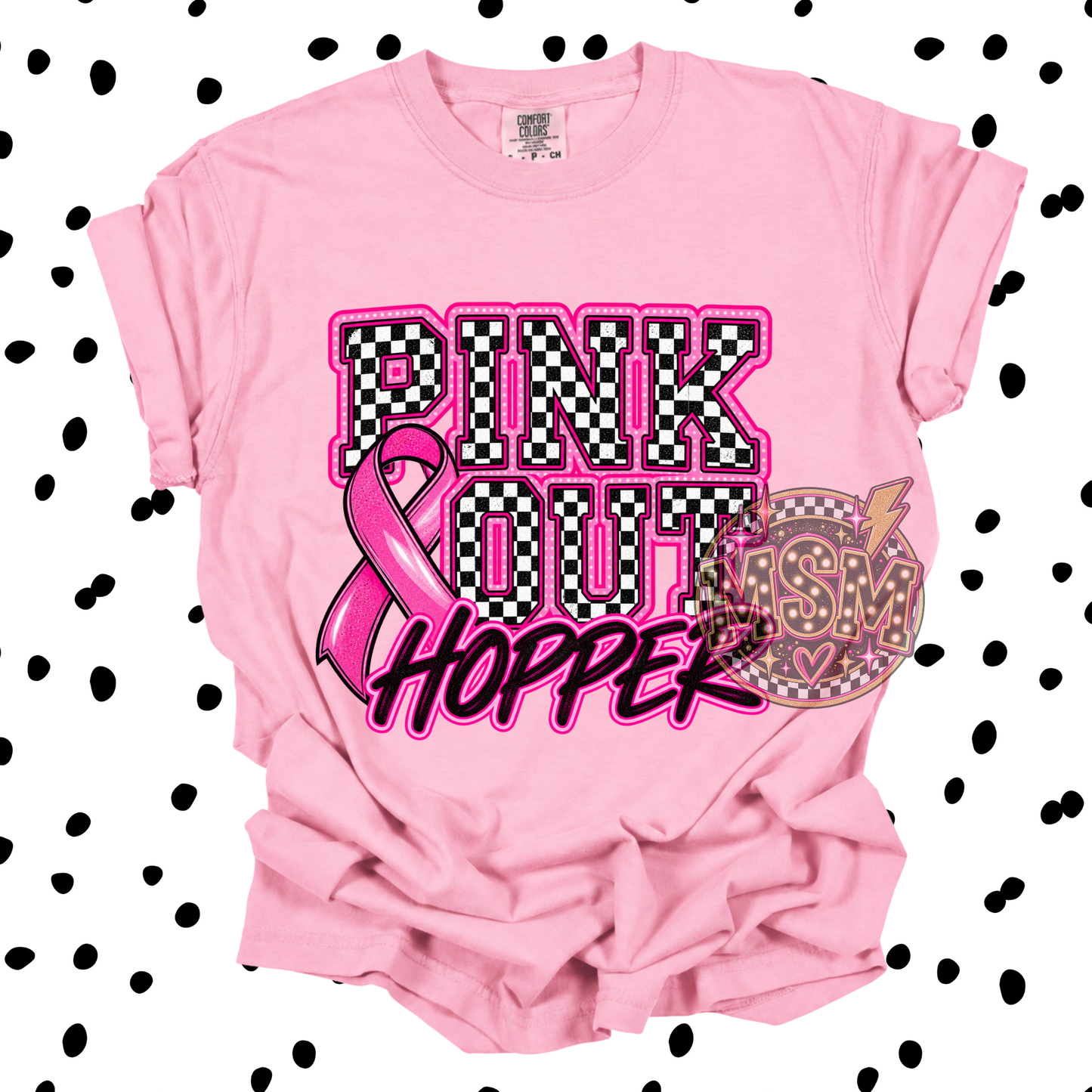 Checkered Pink Out Mascot - Hopper