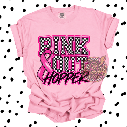 Checkered Pink Out Mascot - Hopper