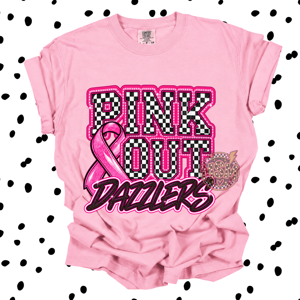 Checkered Pink Out Mascot - Dazzlers