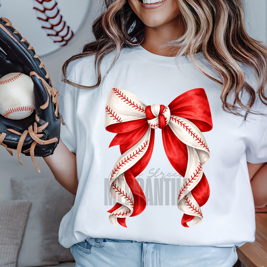 Red Baseball Coquette Bow
