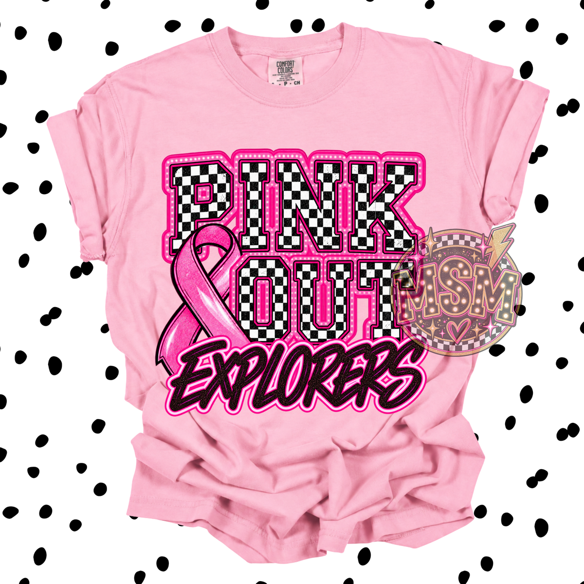 Checkered Pink Out Mascot - Explorers