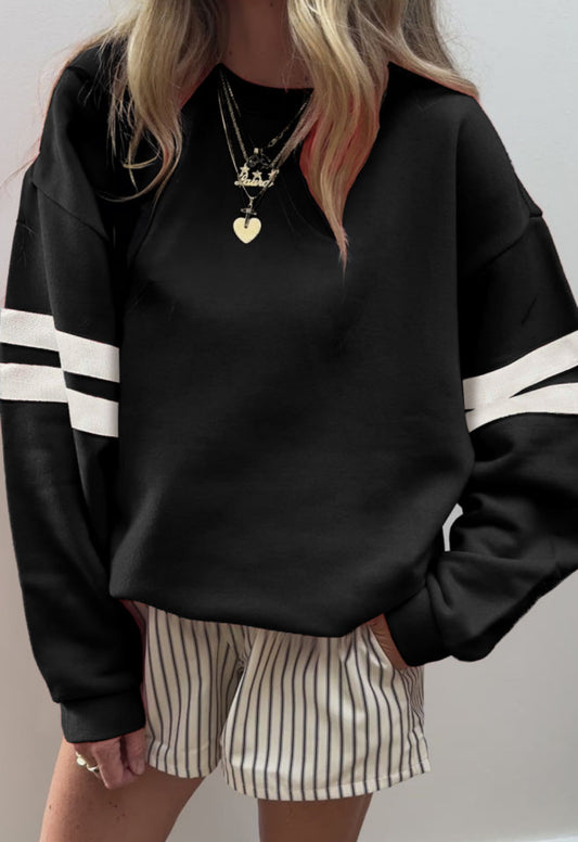 Varsity Stripe Sweater - Black