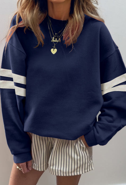 Varsity Stripe Sweater - Navy