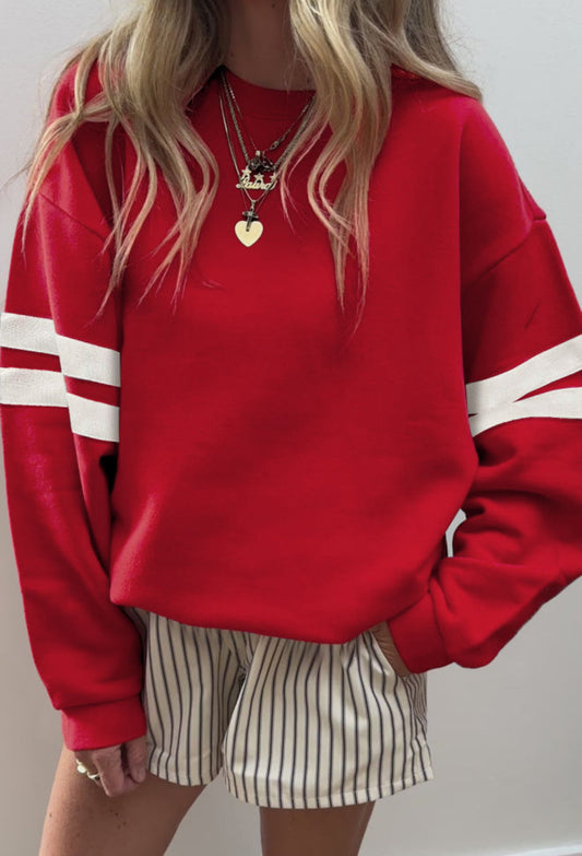 Varsity Stripe Sweater - Red