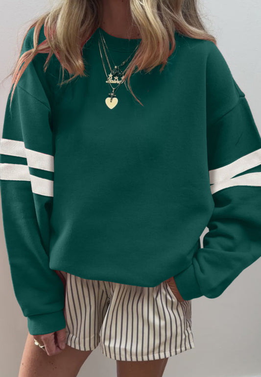 Varsity Stripe Sweater - Evergreen