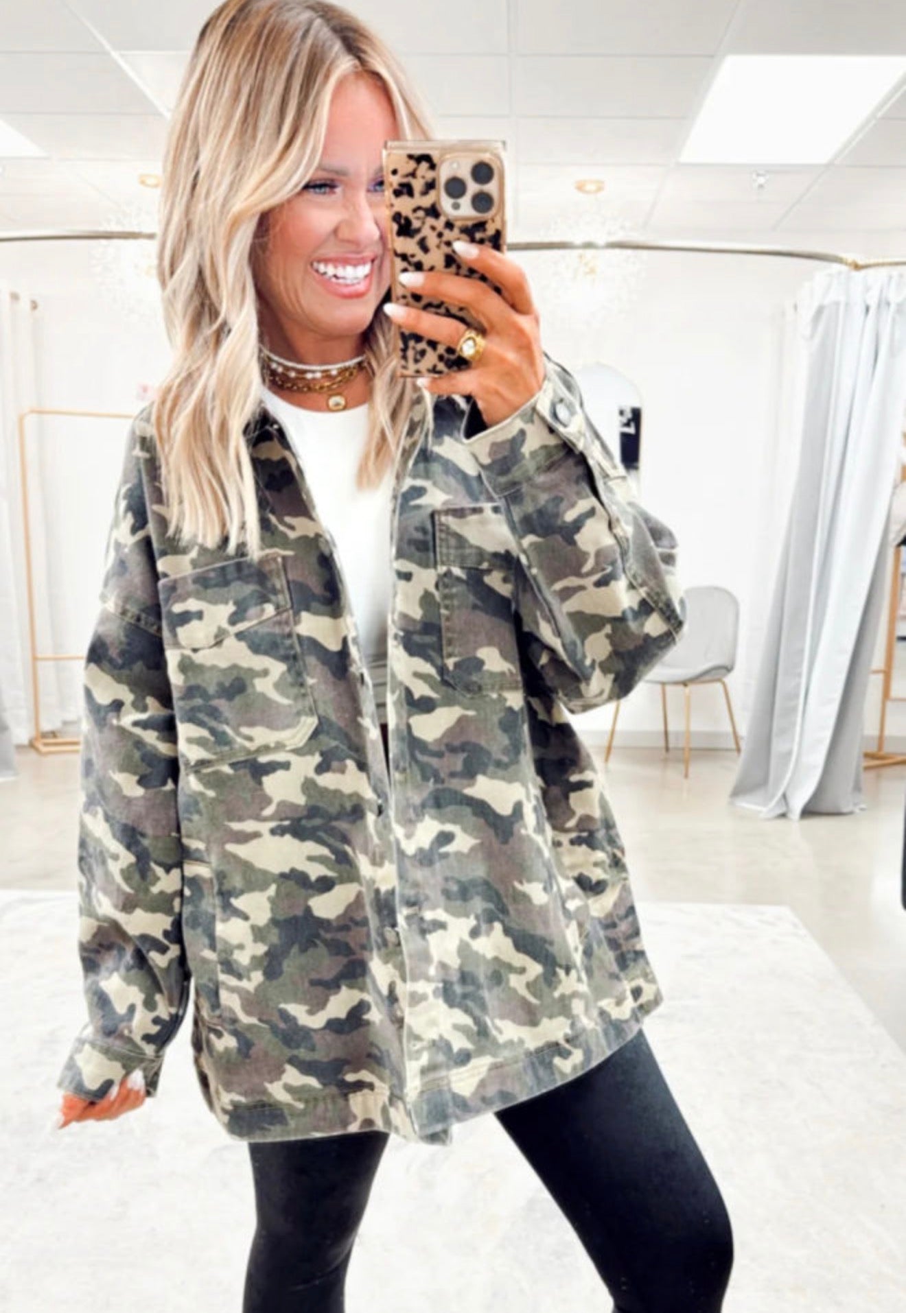 Call of Chic Camo Denim Jacket