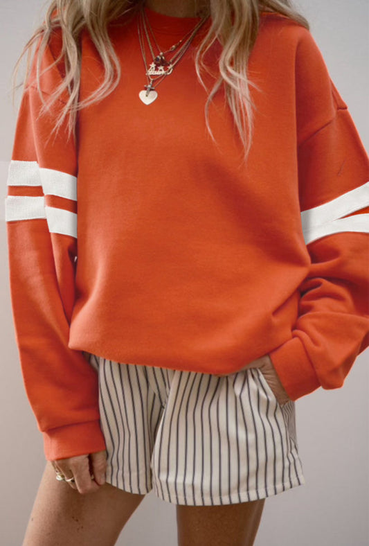 Varsity Stripe Sweater - Orange