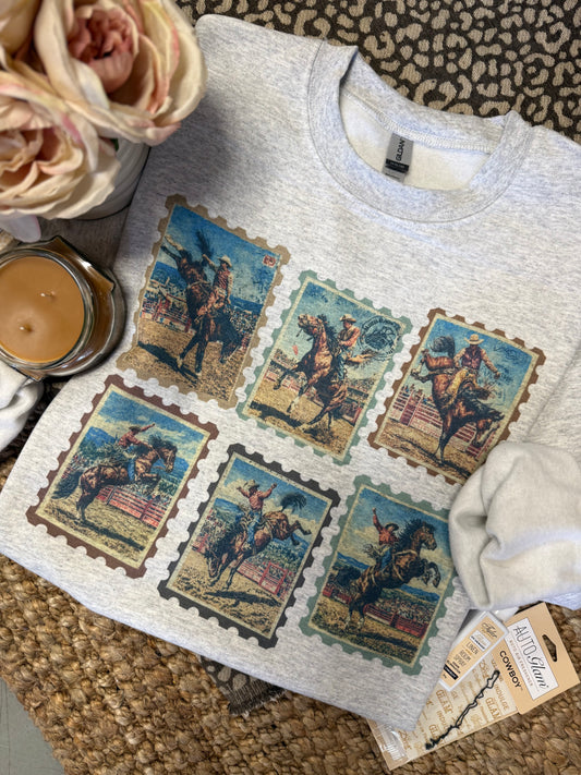 Vintage Cowboy Stamp Top