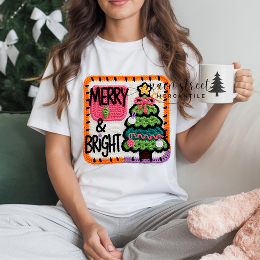 Faux Yarn Merry and Bright Tee