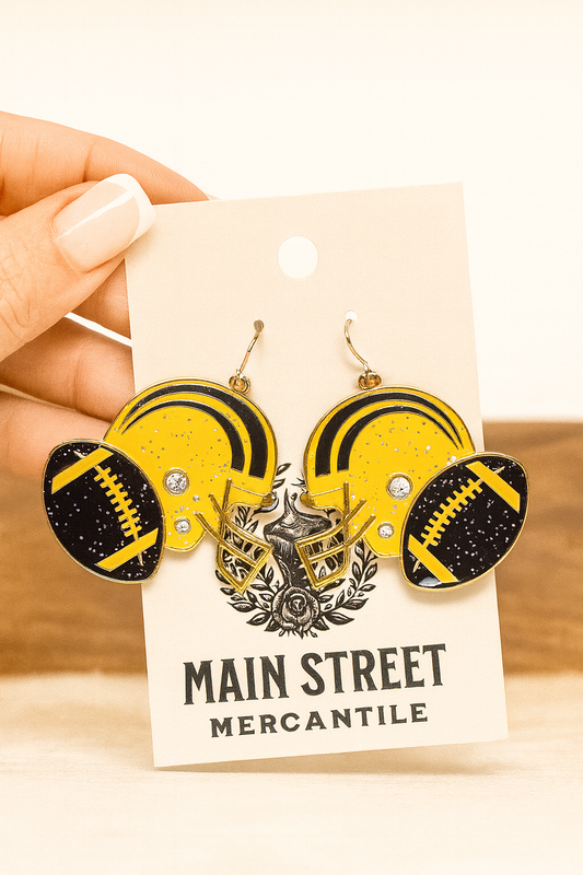 Yellow Football Helmet Earring