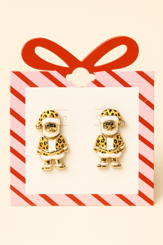 Leopard Santa Earrings