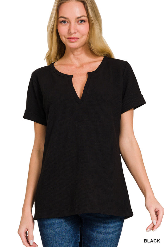 Melage Waffle Henley Top
