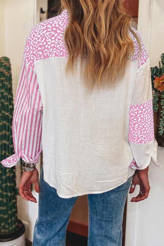 Pink Leopard Button Up