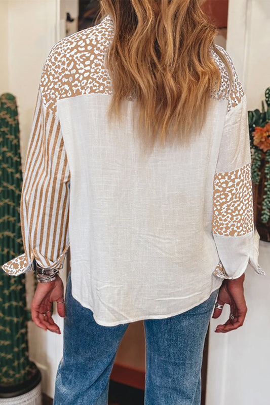 Khaki Leopard Button Up