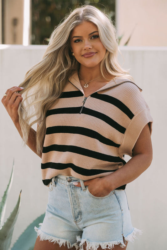 Khaki Stripe Knit Top