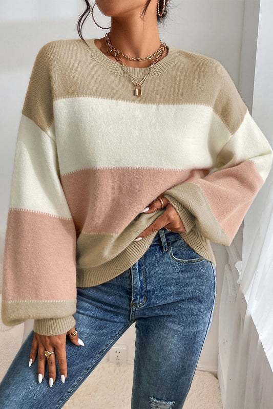 Dusty Pink Color Block Sweater