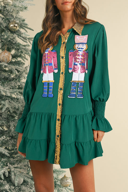 Sequin Nutcracker Button Down Dress