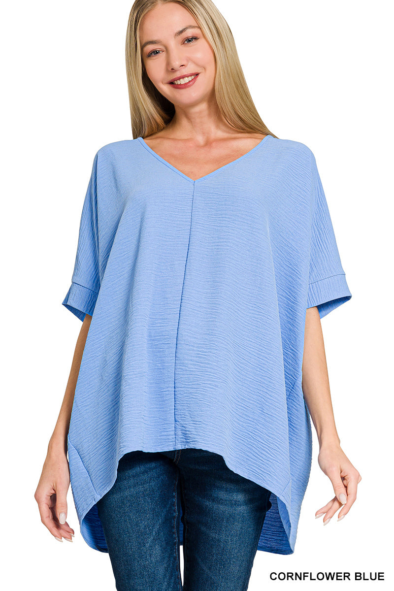 Airflow VNeck Top - Cornflower Blue