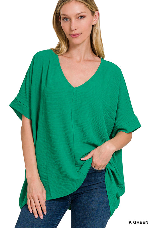 Dolman Short Sleeve VNeck Top