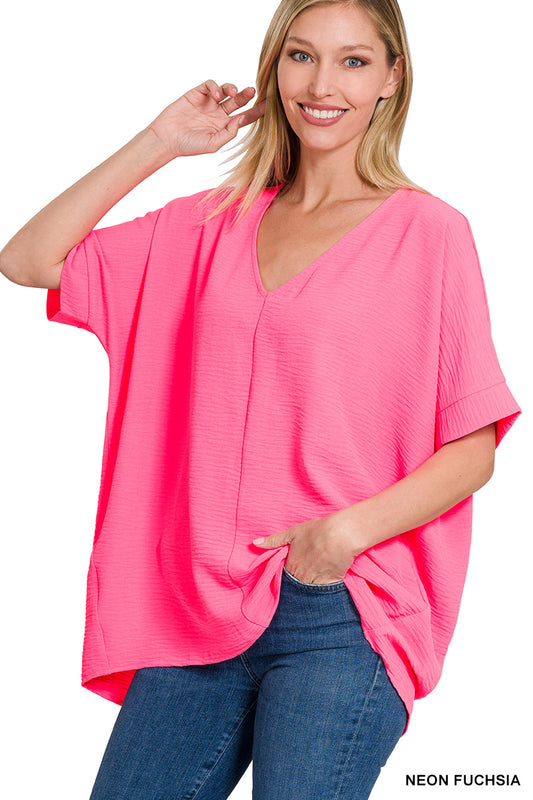Airflow VNeck Top - Neon Fuchsia