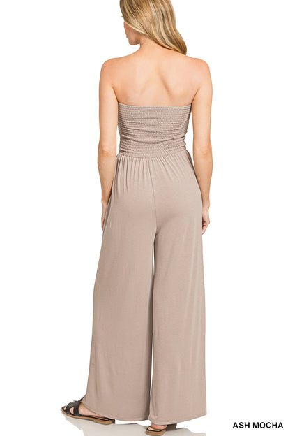 BreezyChic Smocked Tube Top Jumpsuit