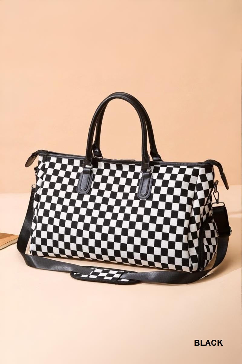 Black Checkered Duffle Bag