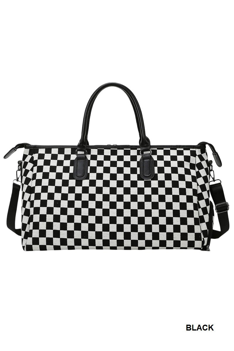 Black Checkered Duffle Bag
