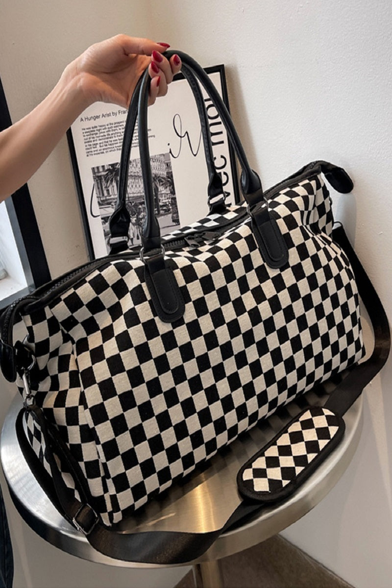 Black Checkered Duffle Bag