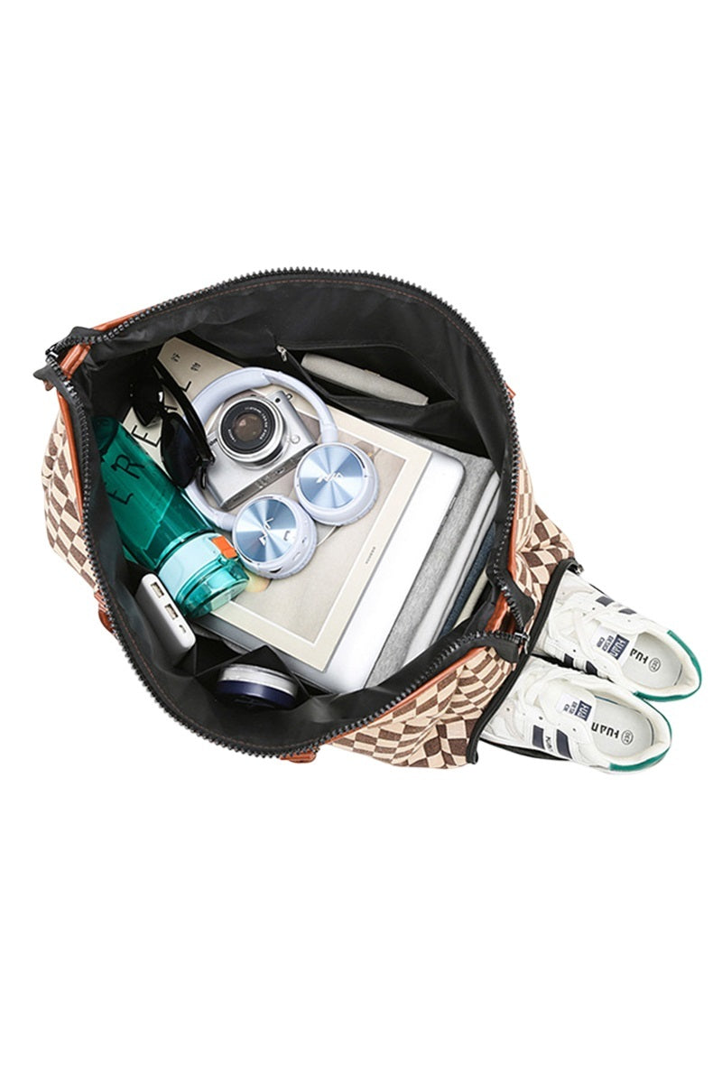 Black Checkered Duffle Bag