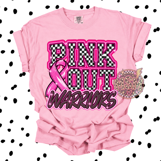 Checkered Pink Out Mascot - Warriors
