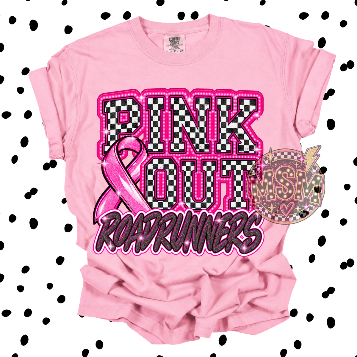 Checkered Pink Out Mascot - Roadrunners